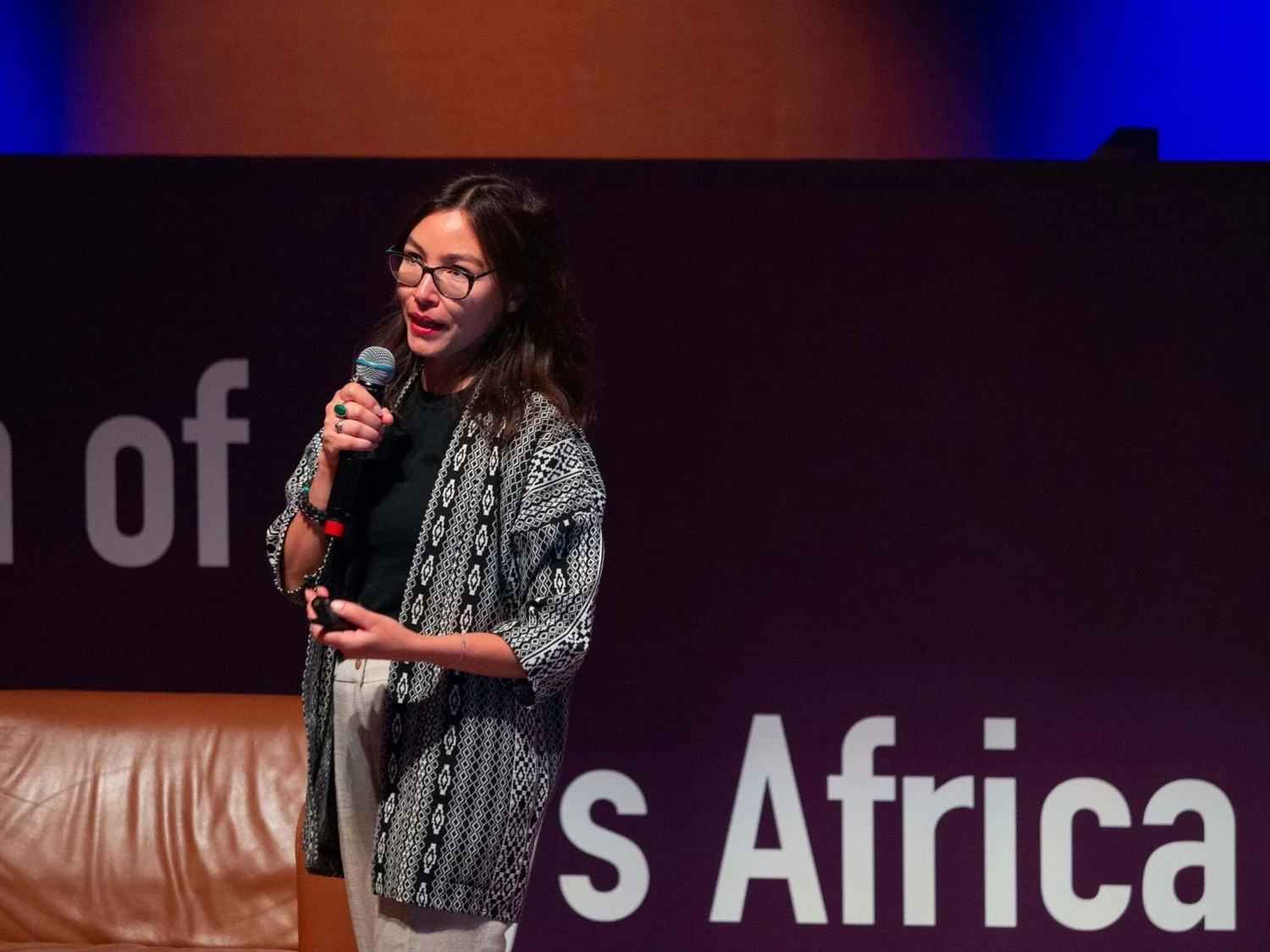 Speaker on stage at AMLD Africa